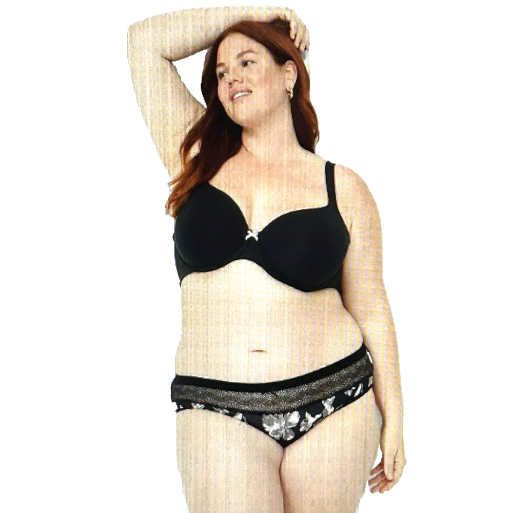 NWT Lane Bryant Black And Gray Floral Cotton Stretch Hipster Panties in 2X 22 24